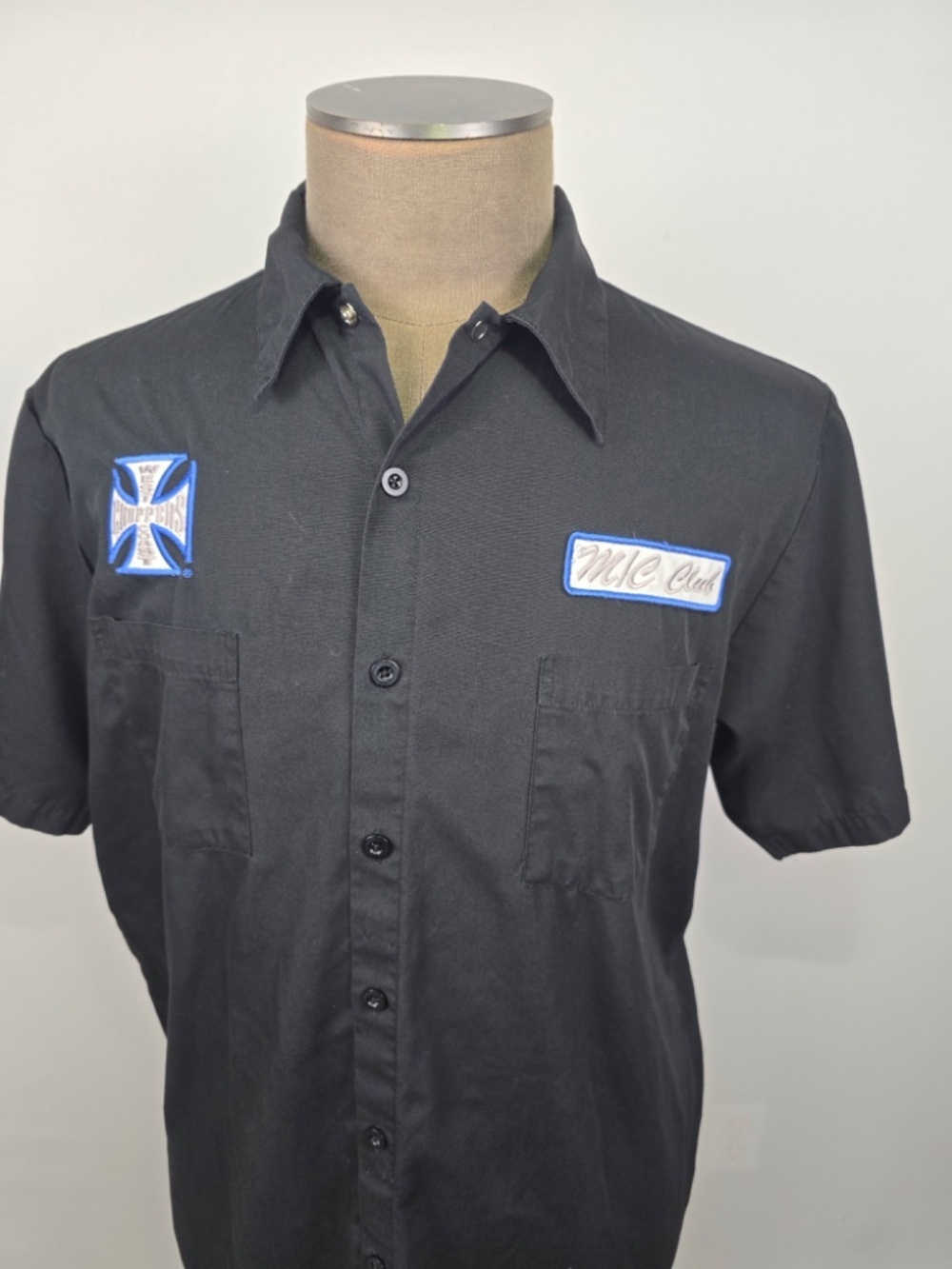 Vintage Jesse James West Coast Choppers M/C Club Work Shirt - Large Black